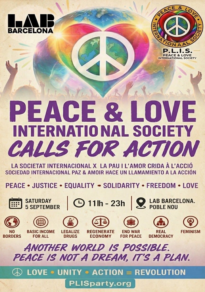 Peace & Love International Society poster, English version